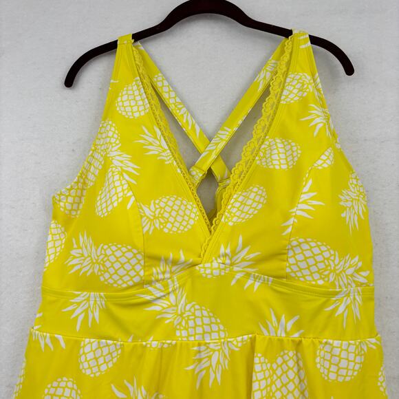 Torrid Swim Dress Size 4X Yellow Pineapple Print Lined Full Coverage Wire Free - Picture 3 of 13